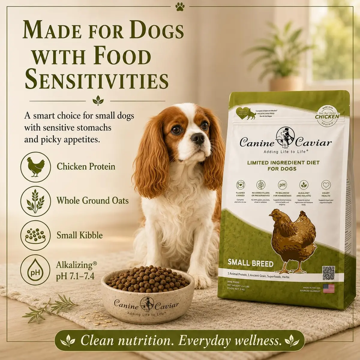 Canine Caviar Small Breed Dry Dog Food Chicken & Ground Oats 11 lb | Grain-Free, pH Balanced - view 4
