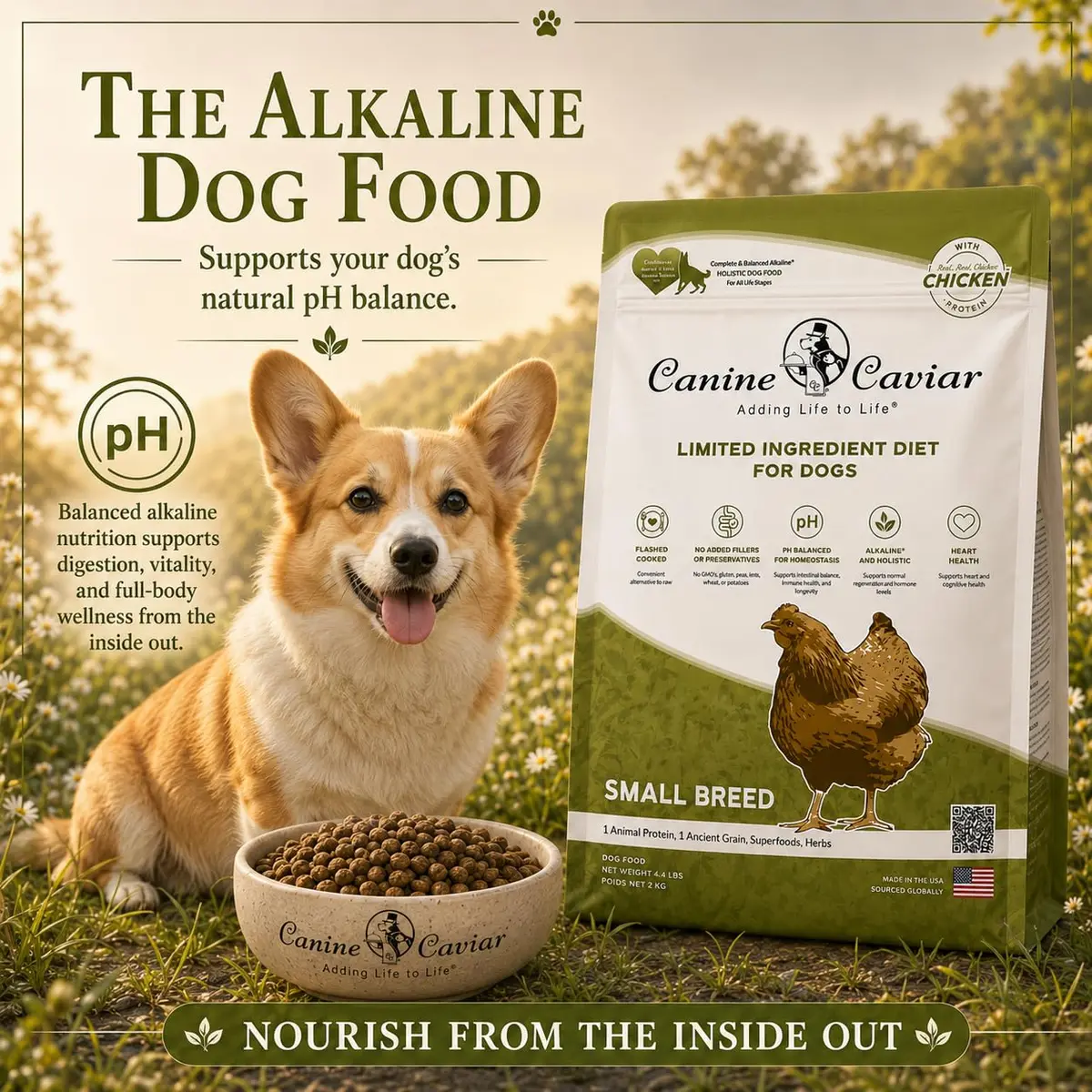 Canine Caviar Small Breed Dry Dog Food Chicken & Whole Ground Oats 22 lb | Grain-Free, pH Balanced - view 6