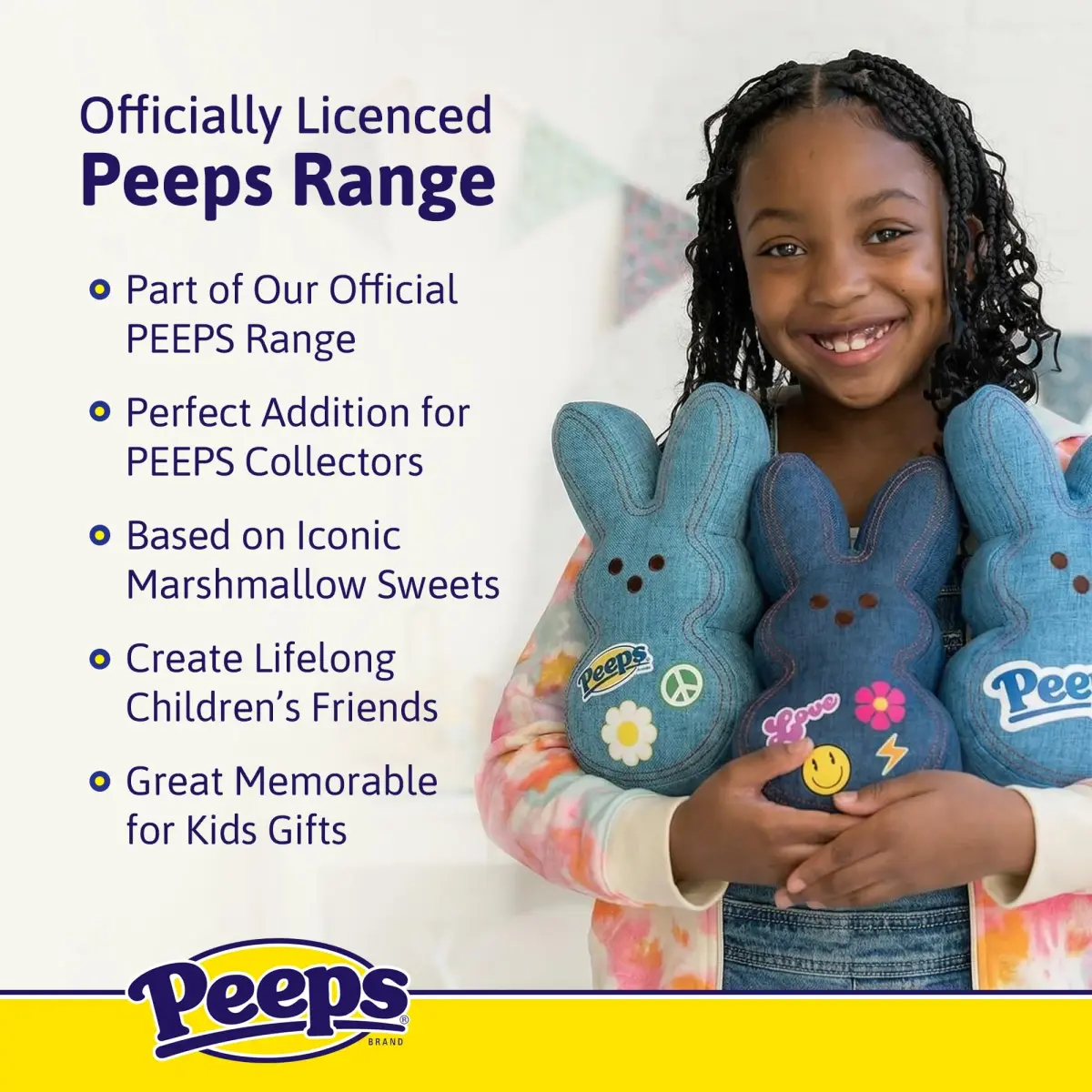 Animal Adventure 9" Dark Blue Denim Shaggy Bunny Peeps Plush | Easter Basket Stuffed Animals for Kids - view 2