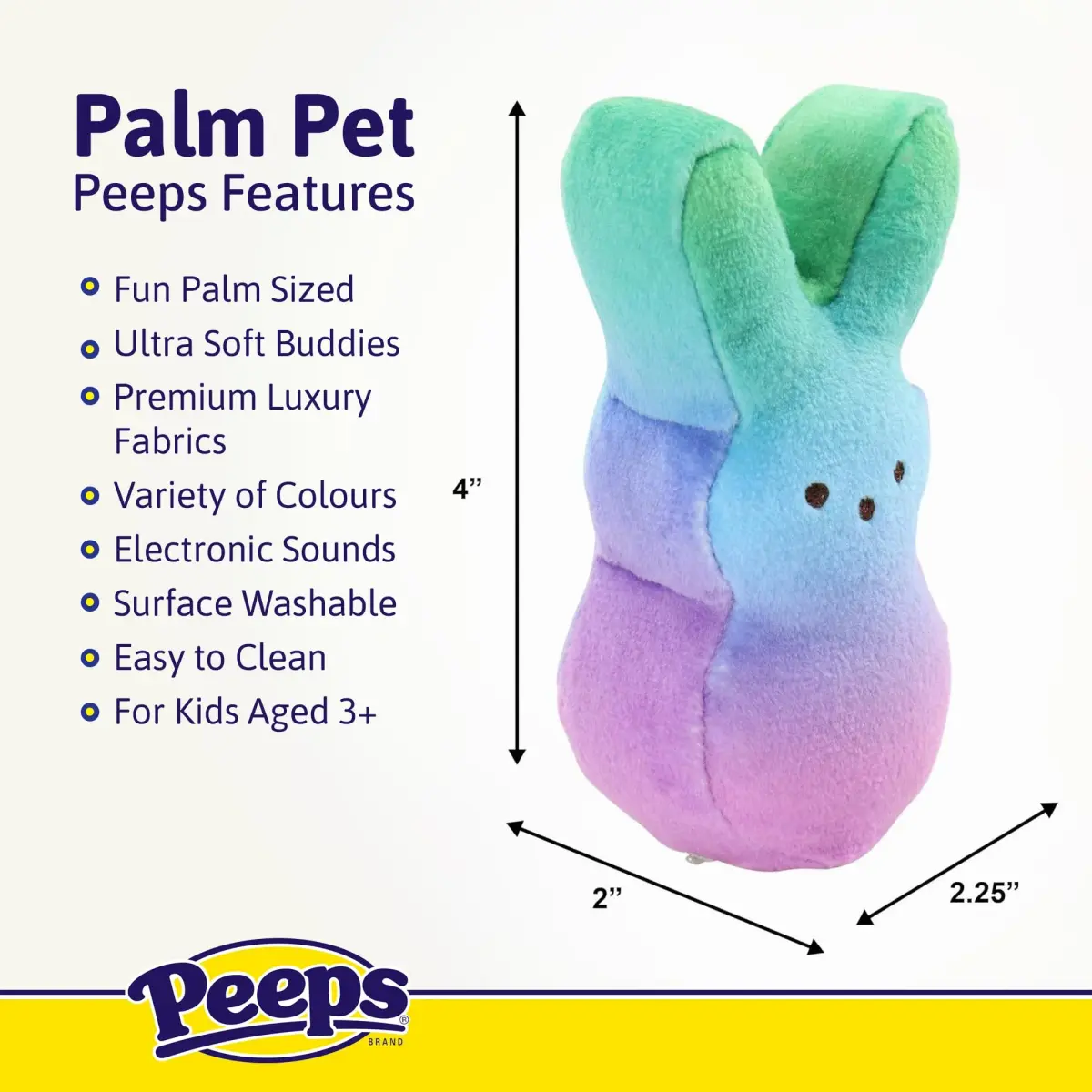 Animal Adventure Purple Unicorn Palm Pet Bunny Peeps Plush Toy | ASTM-Tested Educational Toy Figure - view 3