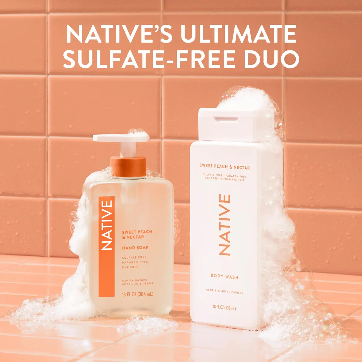 Native Clean Body Wash Sweet Peach & Nectar 1065ml (36 Fl Oz) | Gentle pH-Balanced for Sensitive Skin - view 8