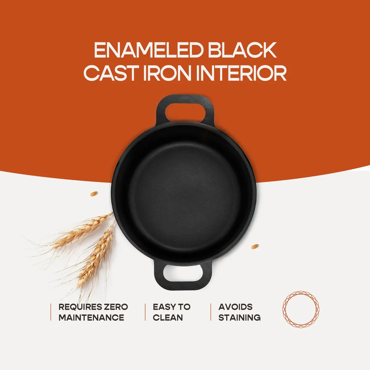 Krustic Enameled Cast Iron Dutch Oven for Sourdough Bread | 6 Quart Round Pot with Lid | 10 Inch Black - view 7