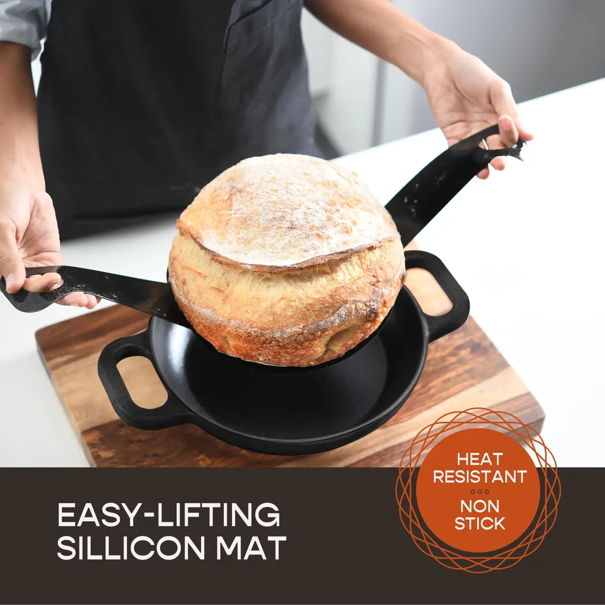 Krustic Enameled Cast Iron Dutch Oven for Sourdough Bread | 6 Quart Round Pot with Lid | 10 Inch Black - view 2
