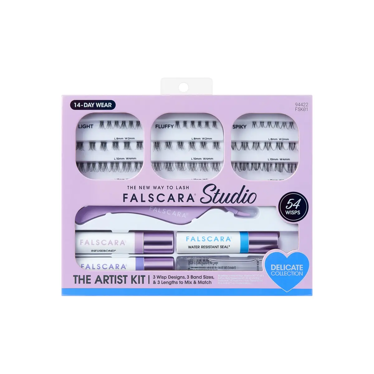 FALSCARA False Eyelash Kit | 54 Stackable Clusters, Water-Resistant, Delicate, 8-12mm - main product image