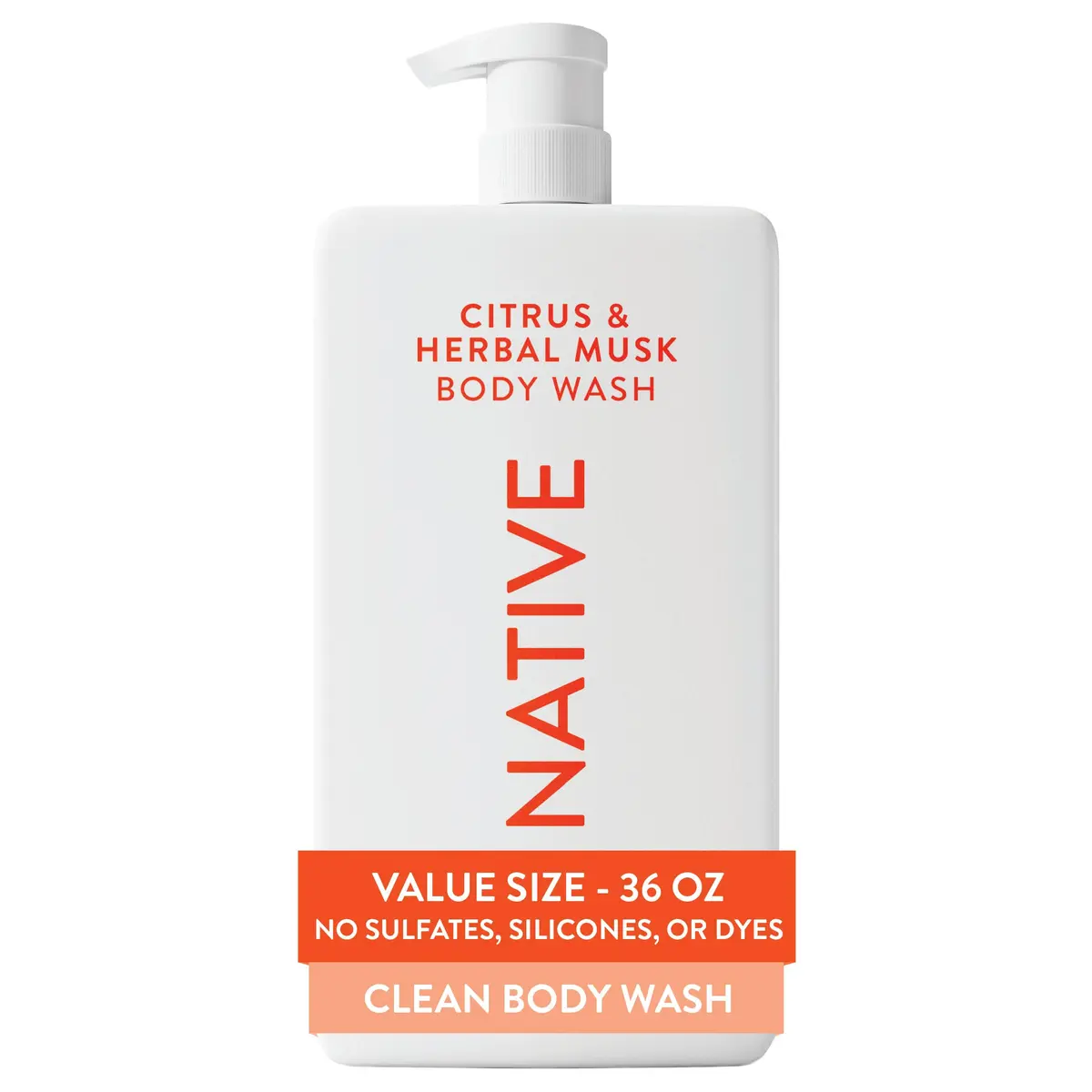 Native Clean Body Wash Citrus & Herbal Musk 1065ml (36 Fl Oz) | Gentle pH-Balanced for Sensitive Skin - main product image