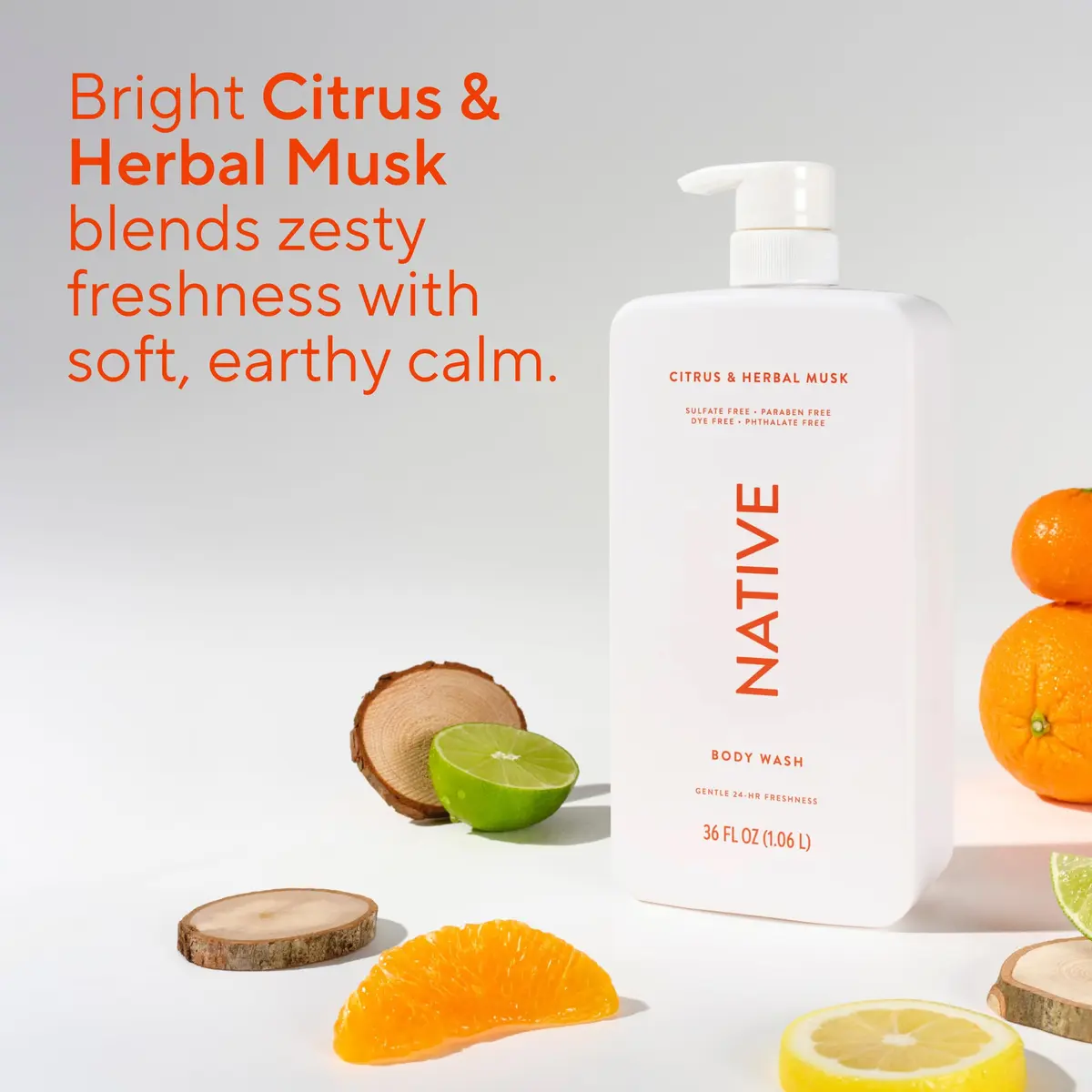 Native Clean Body Wash Citrus & Herbal Musk 1065ml (36 Fl Oz) | Gentle pH-Balanced for Sensitive Skin - view 5