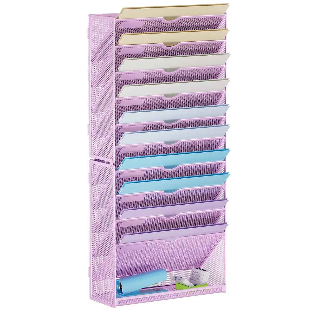 Marbrasse 11-Tier Wall File Organizer Purple | Great for Office Home & School Papers - main product image