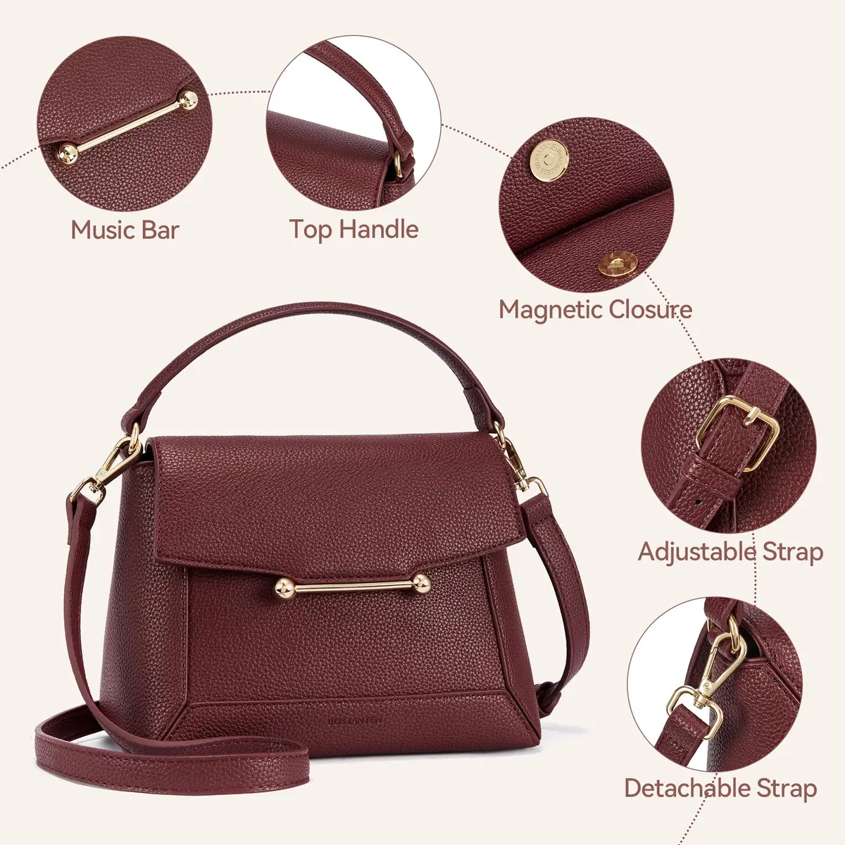 BOSTANTEN Crossbody Purse for Women Vegan Leather Shoulder Purse | Compact, Stylish, Secure - view 5