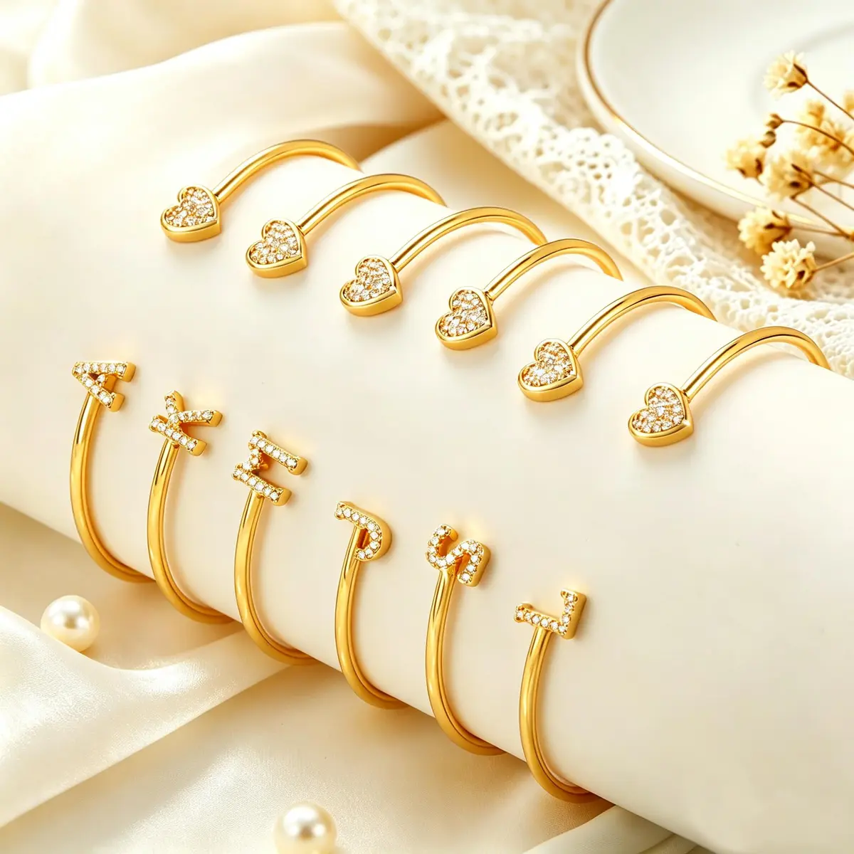 WFYOU Initial Gold Bracelets for Women 14k Gold Plated Adjustable | Personalized Elegant Jewelry - view 6