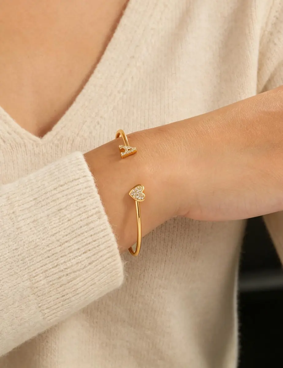 WFYOU Initial Gold Bracelets for Women 14k Gold Plated Adjustable | Personalized Elegant Jewelry - view 4