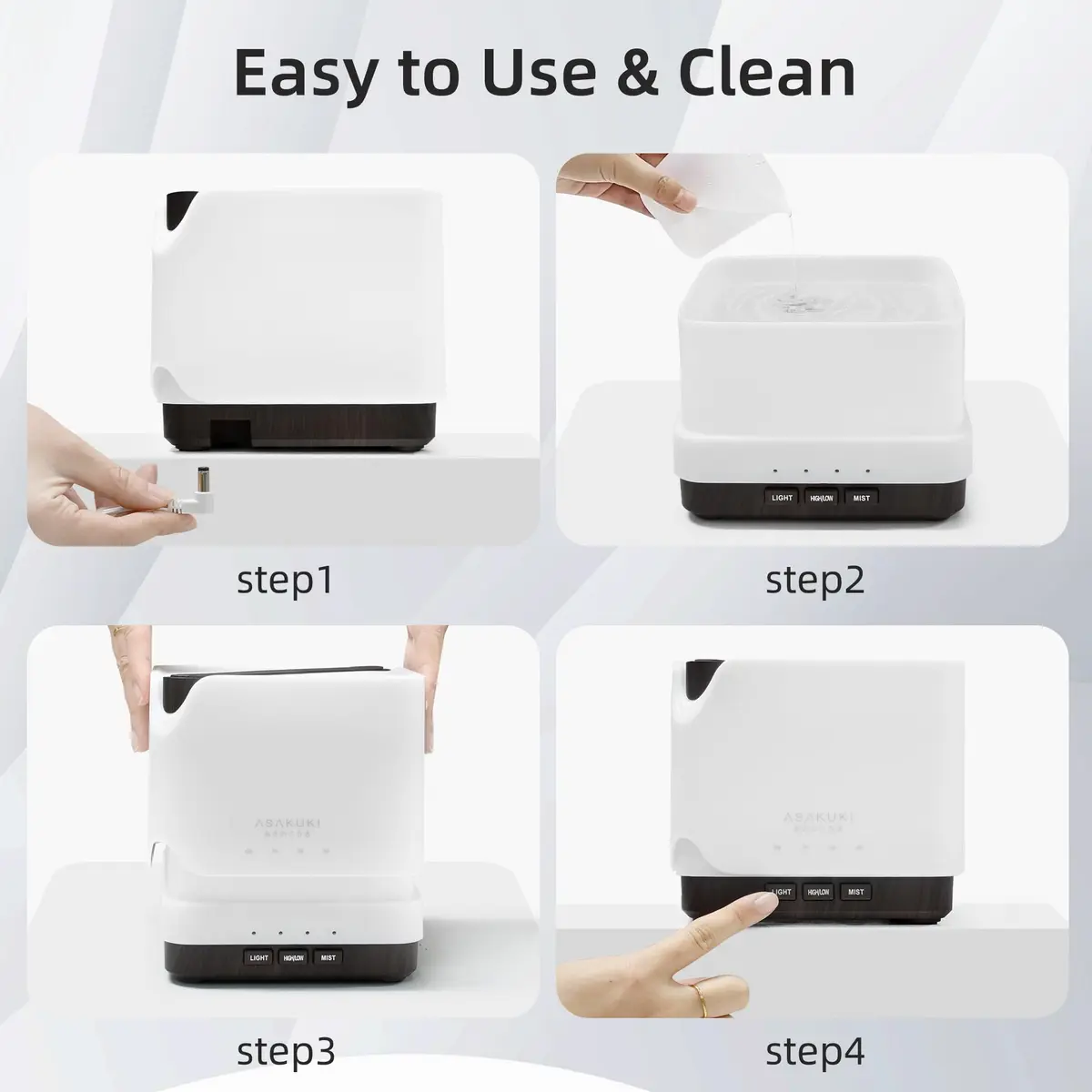 ASAKUKI Large 700ml Essential Oil Diffuser Humidifier | Ultrasonic Aroma Diffuser for Home & Large Spaces - view 6