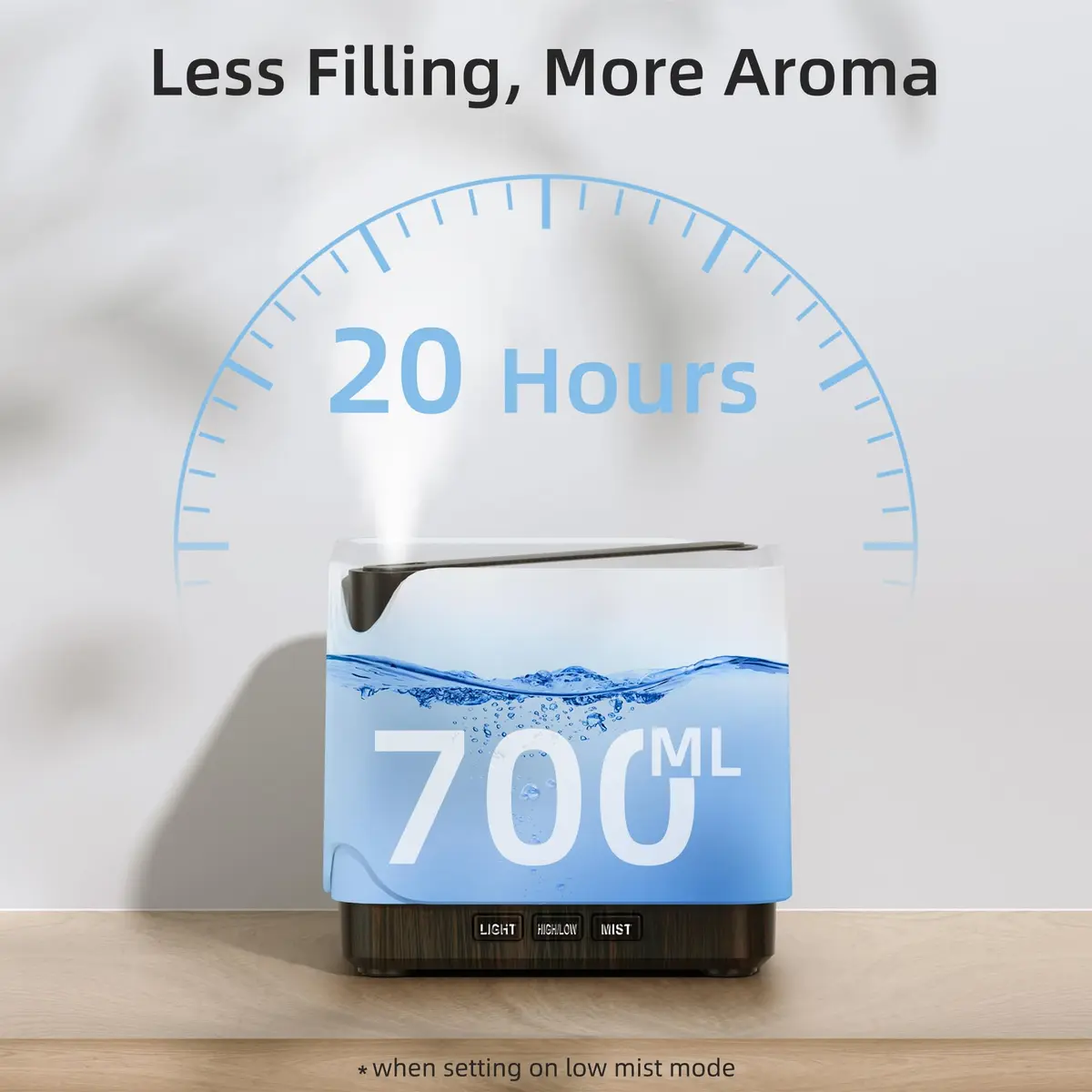 ASAKUKI Large 700ml Essential Oil Diffuser Humidifier | Ultrasonic Aroma Diffuser for Home & Large Spaces - view 2