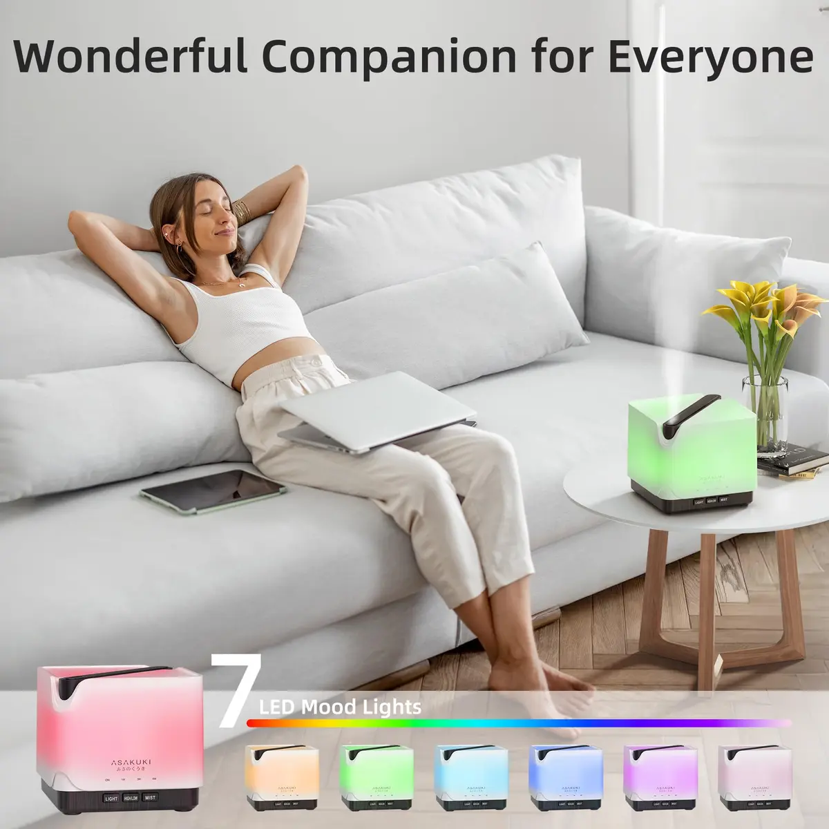 ASAKUKI Large 700ml Essential Oil Diffuser Humidifier | Ultrasonic Aroma Diffuser for Home & Large Spaces - view 3