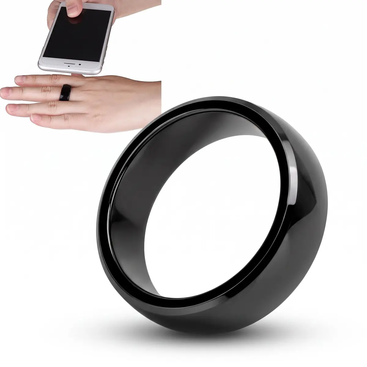 GOWENIC NFC Smart Ring Ceramic NFC Finger Ring | Wearable Access Control & Payment (approx. 2.56in/65mm) - main product image