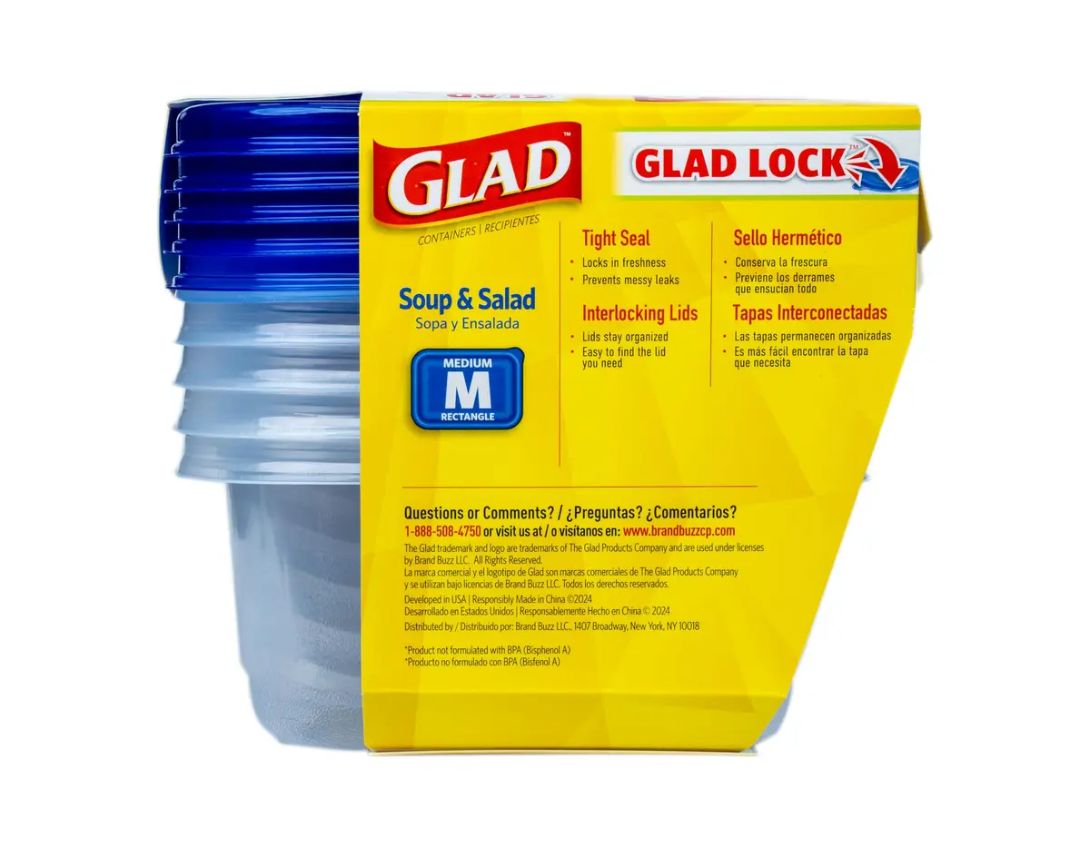 Glad Medium Rectangle Food Storage Containers 24 Oz | Leak-Resistant, Microwave & Dishwasher Safe - view 6