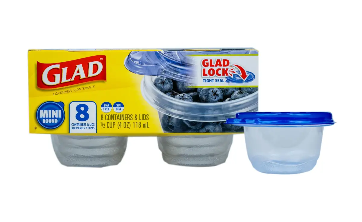 GladWare Mini Round Food Storage Containers with Lids, 4 Oz Capacity, 8 Count Pack - main product image