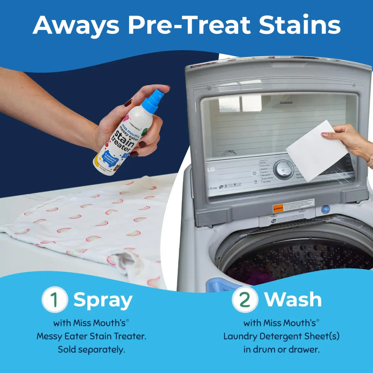 Miss Mouth’s Messy Eater Stain Remover Spray & Detergent Sheet Bundle | On-the-Go Cleaning Essentials - view 2