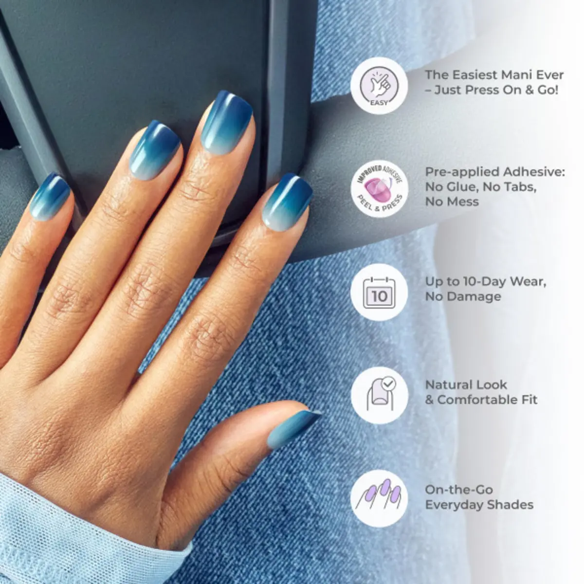 imPRESS No Glue Mani Press On Nails Kit Over You | Short, Glossy Gel Finish, PureFit Technology - view 7