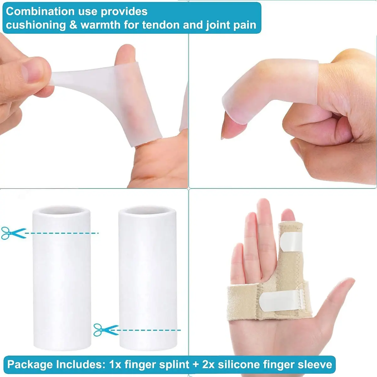 Sumifun Finger Brace, Mallet Finger Splint for Index Middle Ring Pinky Finger Arthritis Pain, Tendon Injury, Broken Mallet Finger Stabilizer Wrap, Khaki (1 Count) - view 5