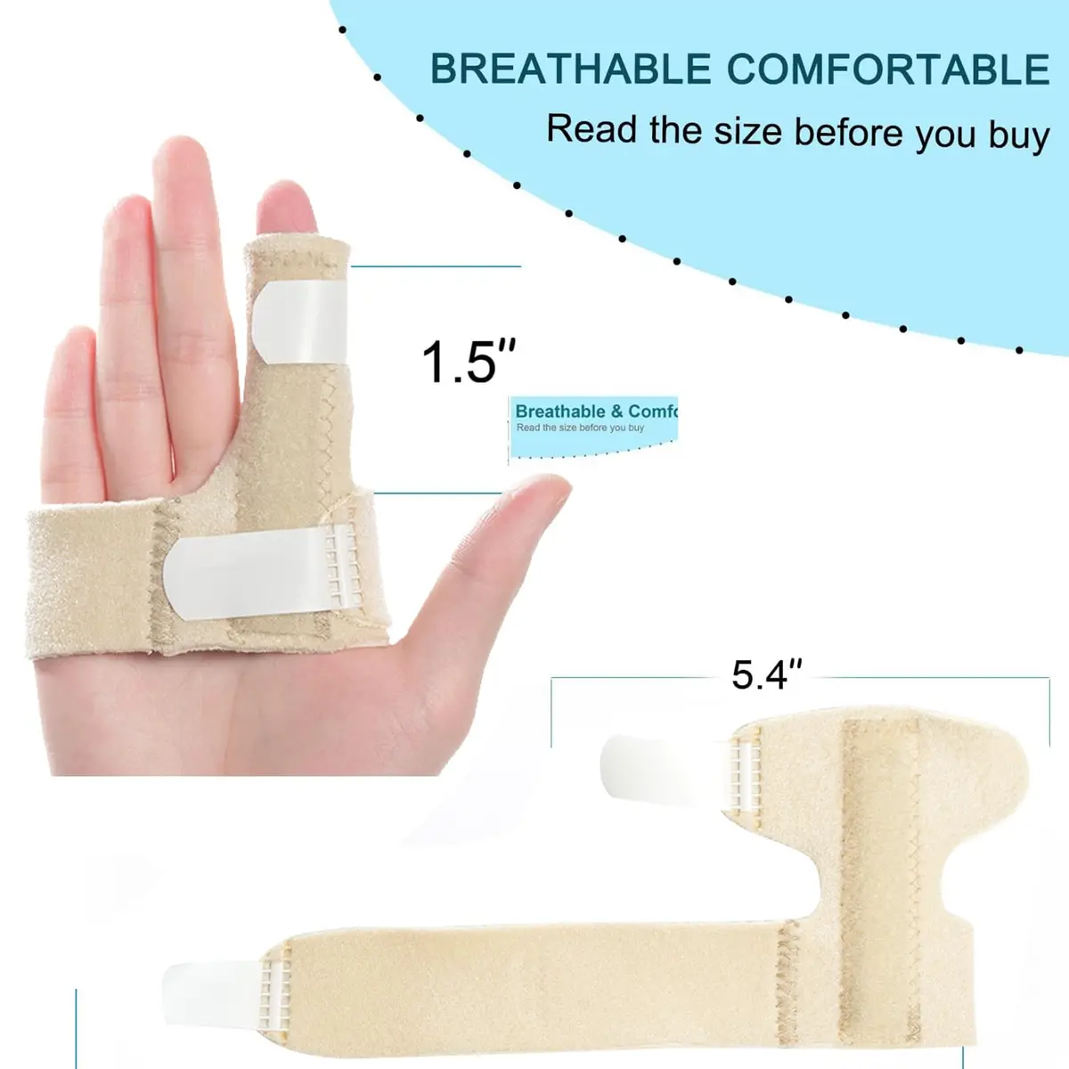 Sumifun Finger Brace, Mallet Finger Splint for Index Middle Ring Pinky Finger Arthritis Pain, Tendon Injury, Broken Mallet Finger Stabilizer Wrap, Khaki (1 Count) - view 6