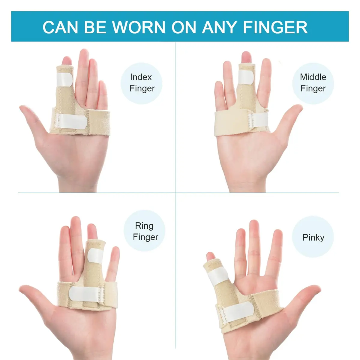 Sumifun Finger Brace, Mallet Finger Splint for Index Middle Ring Pinky Finger Arthritis Pain, Tendon Injury, Broken Mallet Finger Stabilizer Wrap, Khaki (1 Count) - view 7