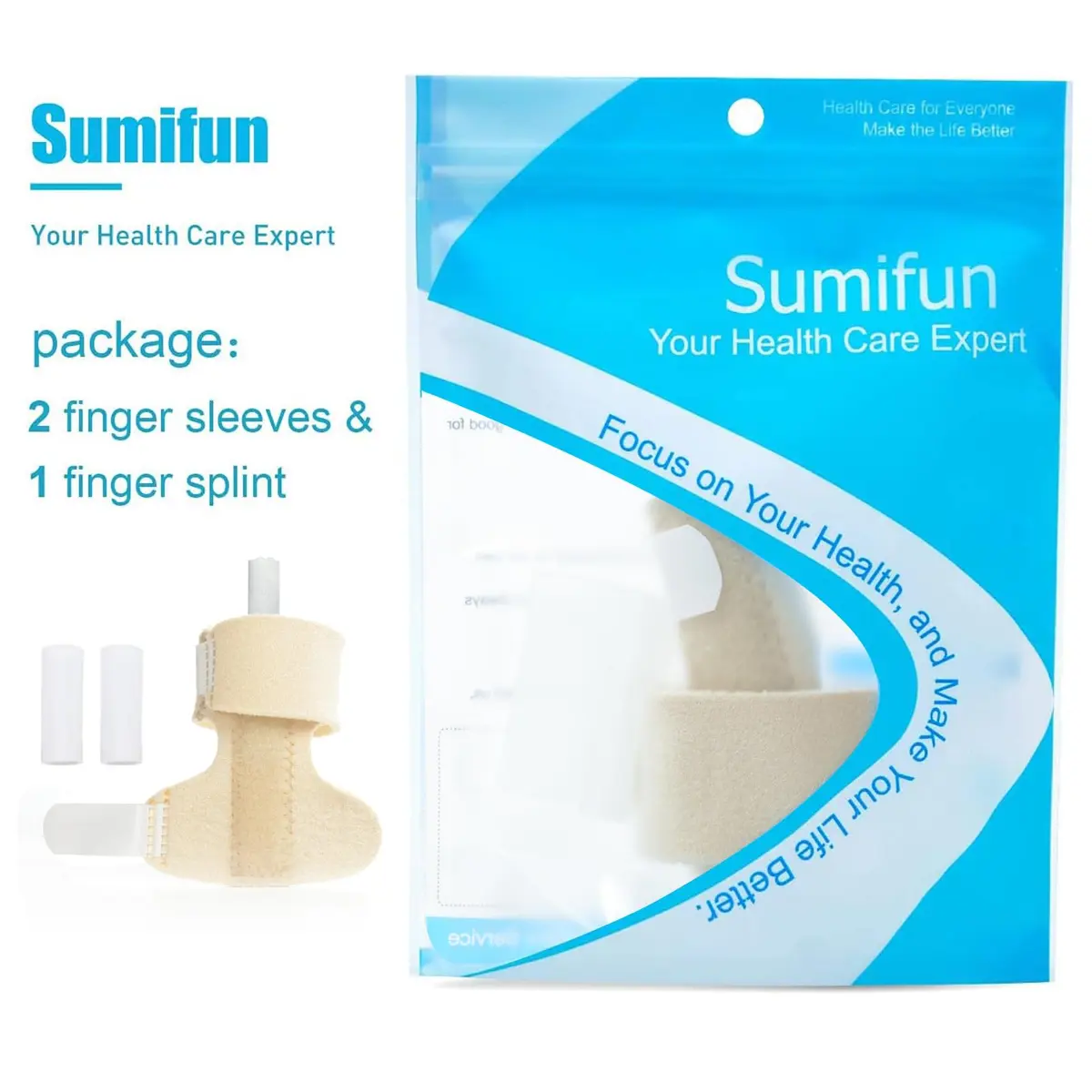 Sumifun Finger Brace, Mallet Finger Splint for Index Middle Ring Pinky Finger Arthritis Pain, Tendon Injury, Broken Mallet Finger Stabilizer Wrap, Khaki (1 Count) - view 8