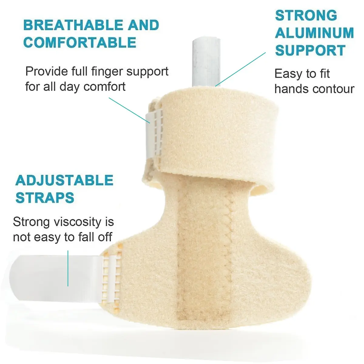 Sumifun Finger Brace, Mallet Finger Splint for Index Middle Ring Pinky Finger Arthritis Pain, Tendon Injury, Broken Mallet Finger Stabilizer Wrap, Khaki (1 Count) - view 2