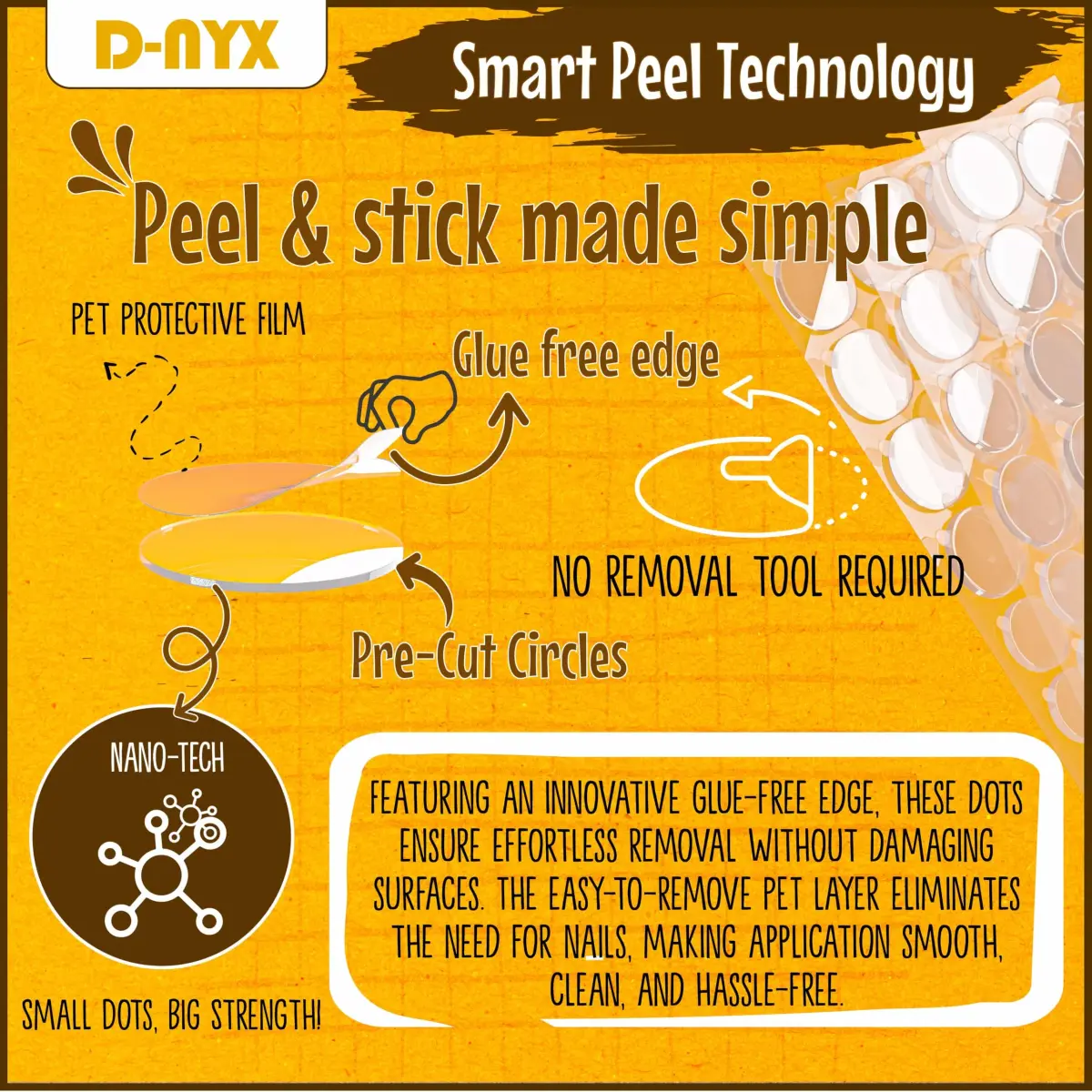D-NYX Double Sided Tape Sticky Dots 280 Pack | Clear, Removable, Waterproof Adhesive for Crafts and Decor - view 3