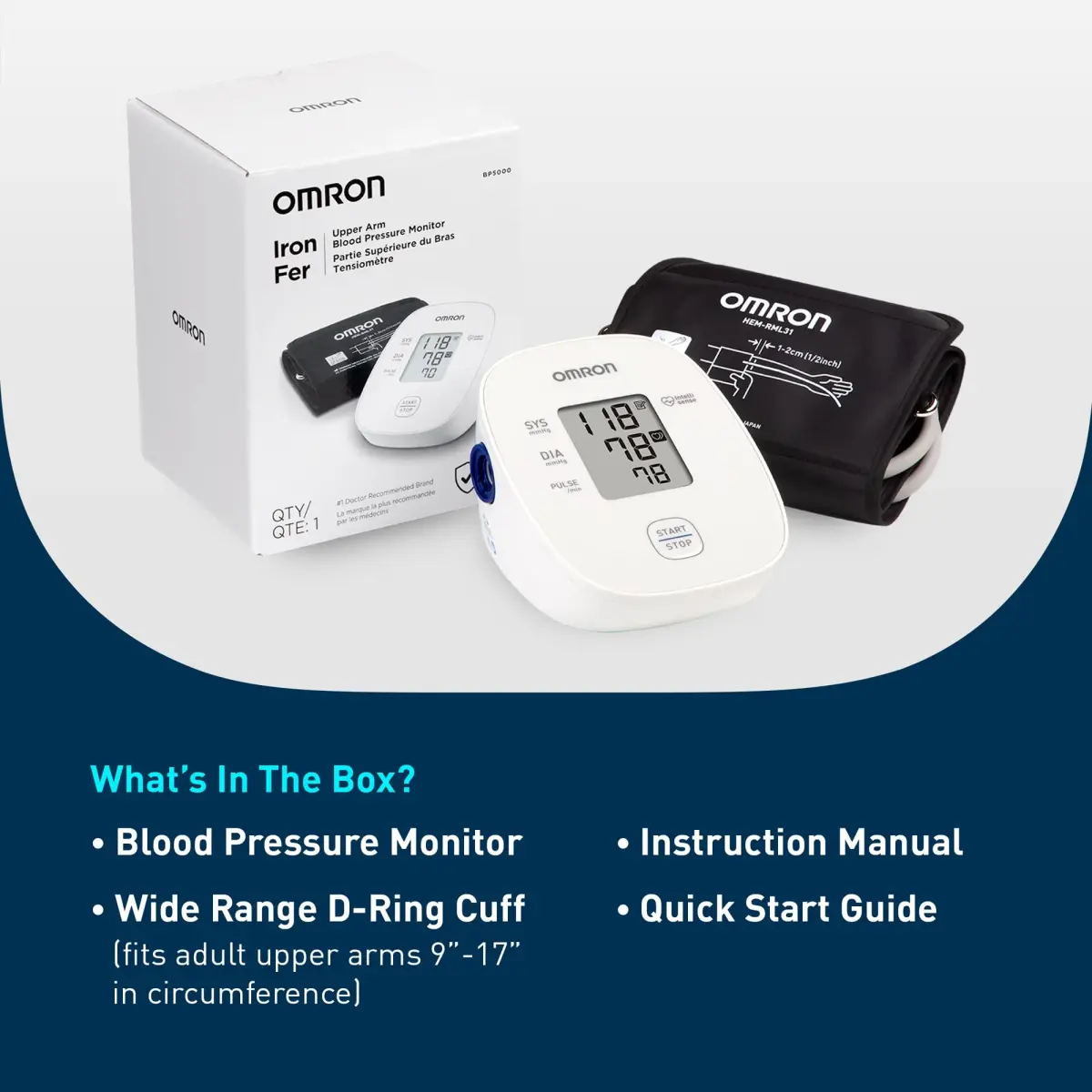OMRON Iron Upper Arm Blood Pressure Monitor & Cuff | Advanced Accuracy Technology - view 5