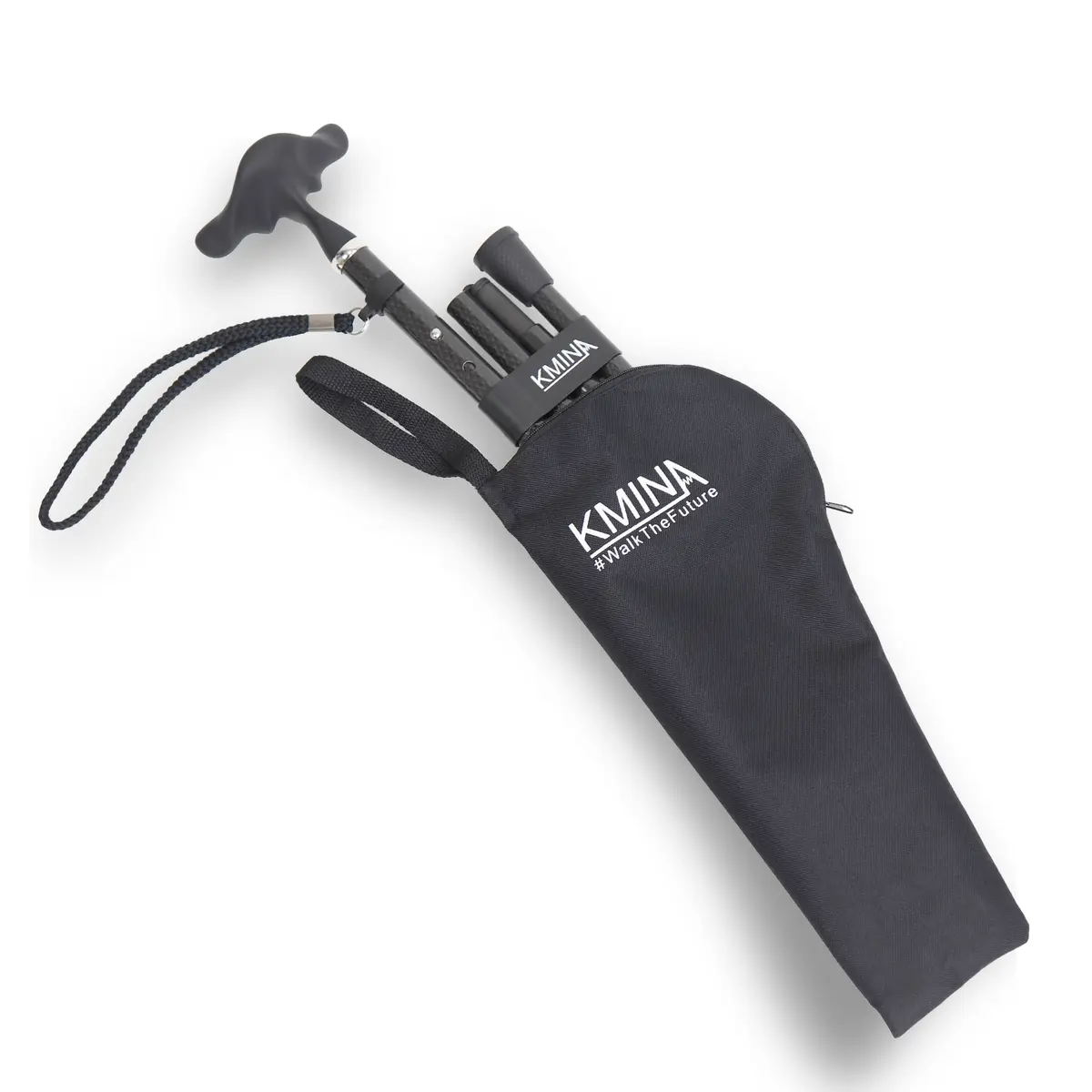 KMINA Folding Cane with Ergonomic Grip, Carbon Fiber, Adjustable, Black | Lightweight & Supportive for Daily Use - view 5