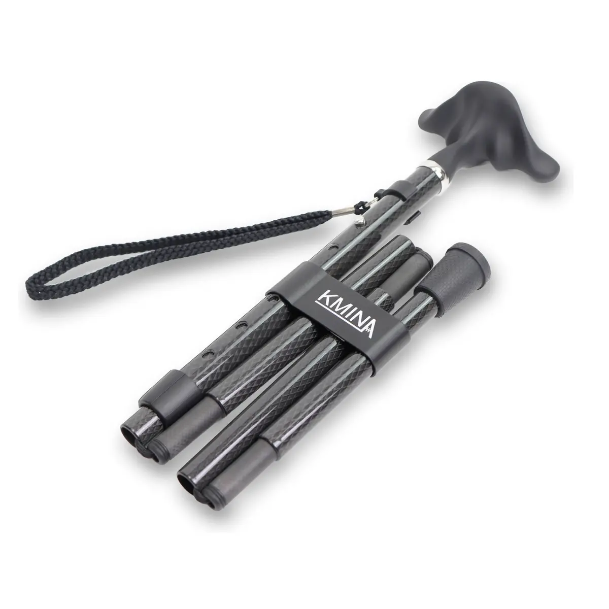 KMINA Folding Cane with Ergonomic Grip, Carbon Fiber, Adjustable, Black | Lightweight & Supportive for Daily Use - view 7