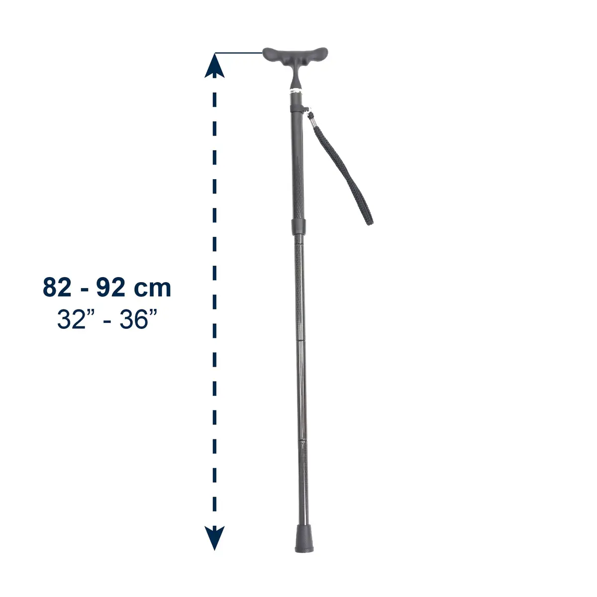 KMINA Folding Cane with Ergonomic Grip, Carbon Fiber, Adjustable, Black | Lightweight & Supportive for Daily Use - view 3