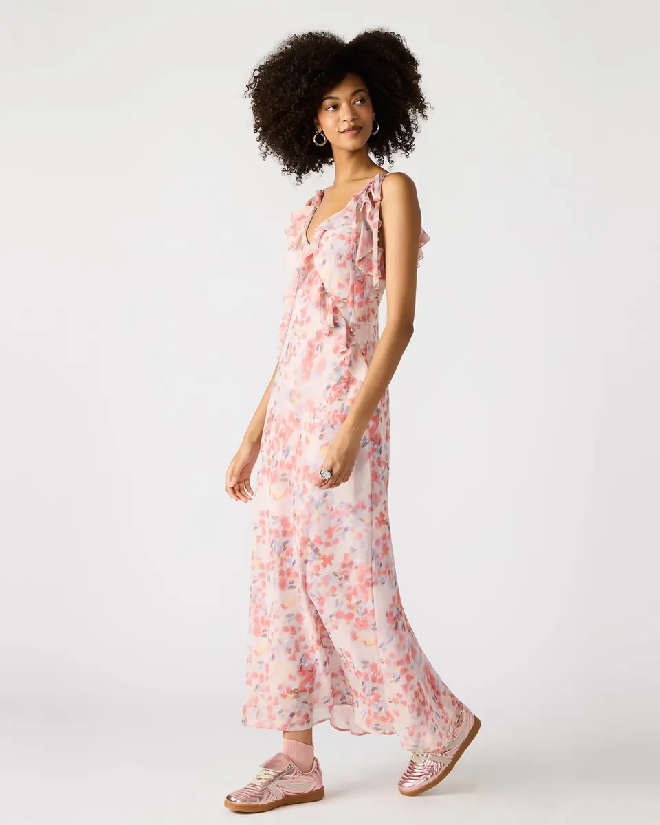 Steve Madden Adalina Dress Dusty Lavender | V-Neck Maxi with Ruffle Detail (53.5 inches) - view 2