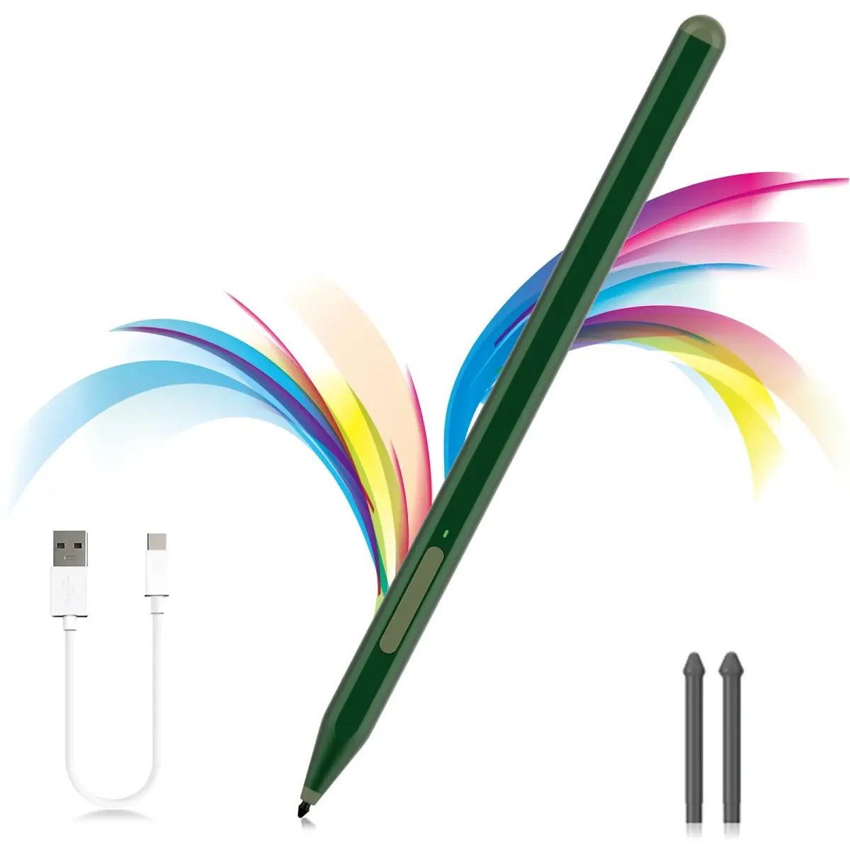 Milikilo Stylus Pen for Microsoft Surface Pro 12/11/10/9/8/X/7+/7/6/5/4/3, Surface Go 4/3/2/1, Surface Laptop 1-5, Studio, Book 3/2/1 with Eraser & Palm Rejection, 1024 Pressure, Green - main product image