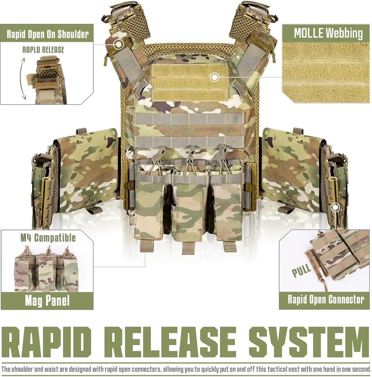 GFIRE Tactical Vest Ultra Nir Camo | Lightweight 3D Breathable Vest for Training - view 3