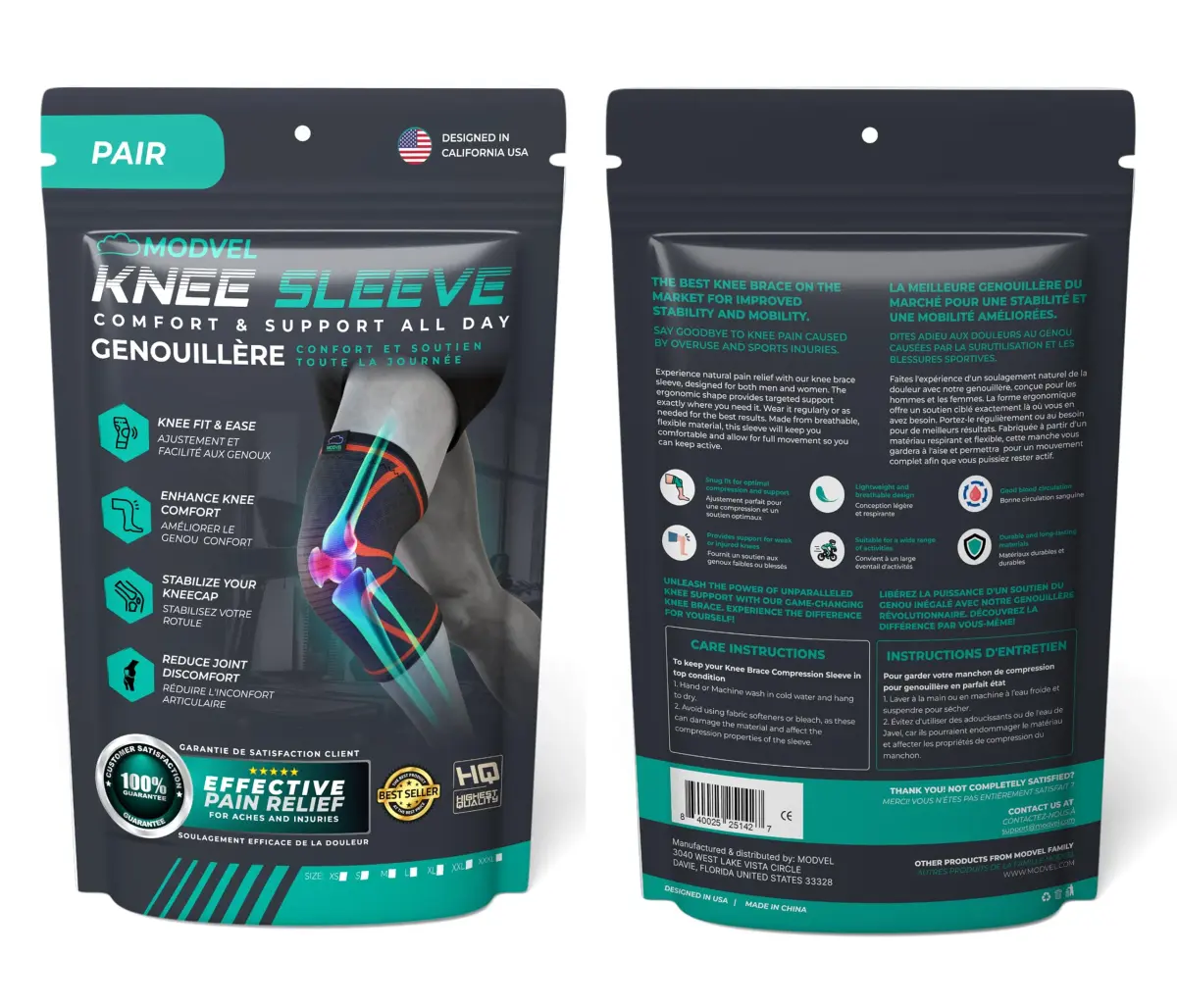 Modvel Compression Knee Brace 2-Pack XXX-Large (698.5 g / 1.54 lb) | FDA Approved Orthopedic Brace for Arthritis & Injury Support - view 7