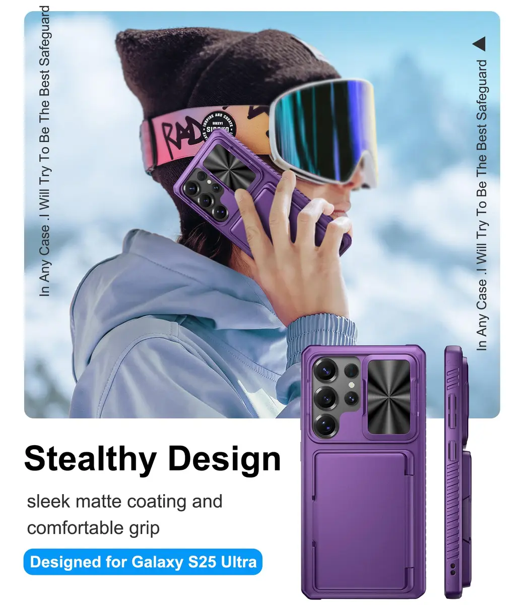 BXYJY Samsung Galaxy S25 Ultra Wallet Case with Card Holder, Purple | Military Drop & RFID Protection - view 7