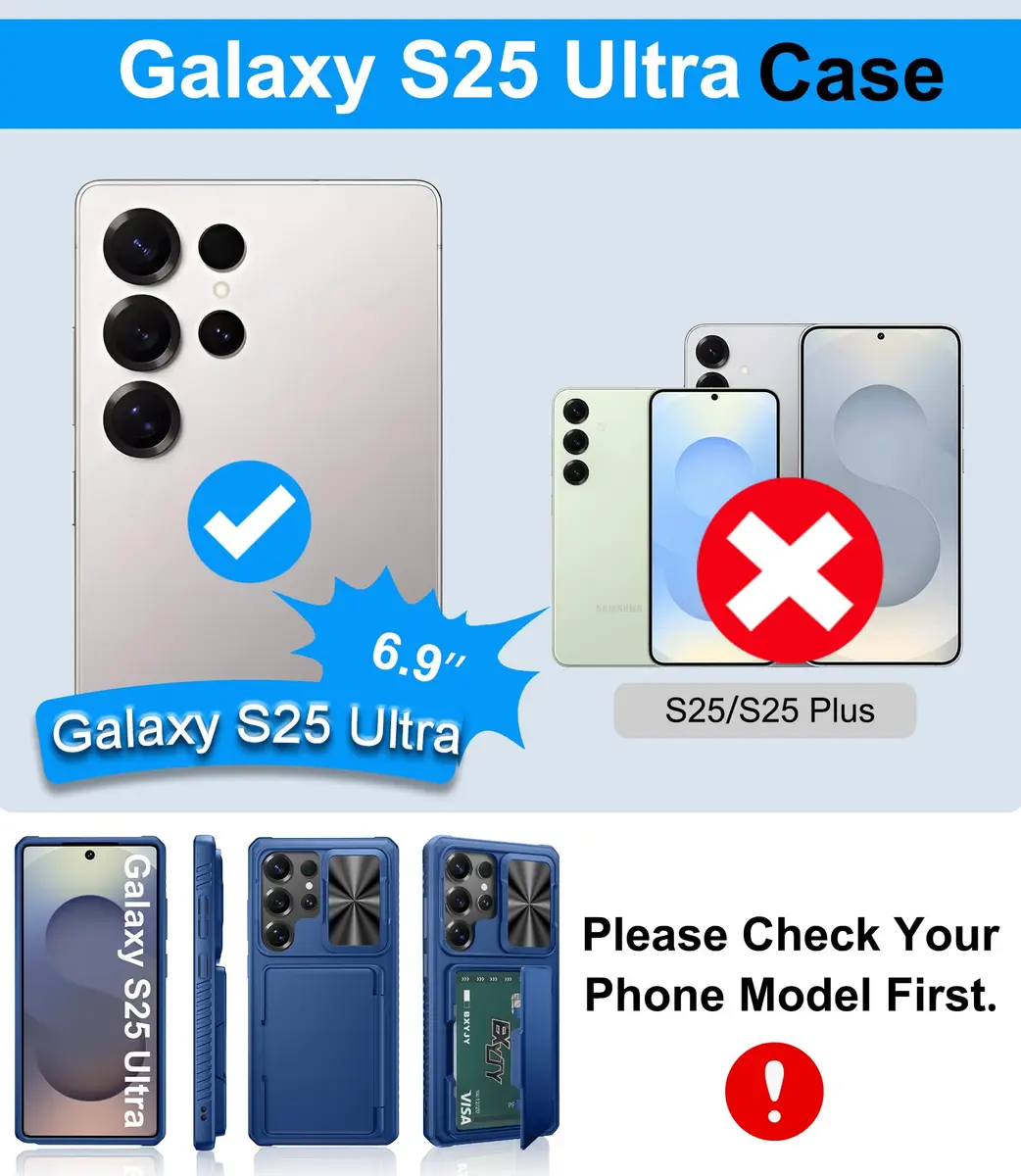 BXYJY Samsung Galaxy S25 Ultra Wallet Case with Card Holder & Camera Cover | Military Drop Protection - view 2