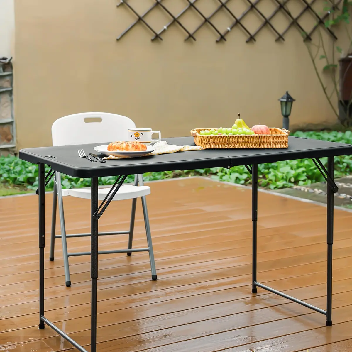 Byliable Folding Table 4 Foot | Heavy Duty Plastic Utility Table, Black, 4ft - view 5