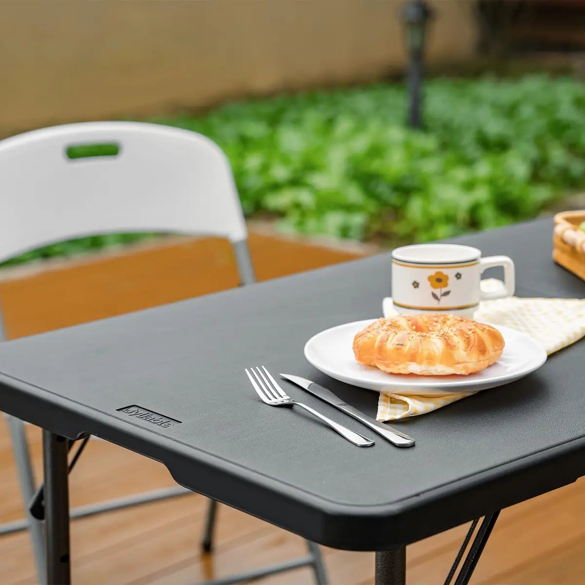 Byliable Folding Table 4 Foot | Heavy Duty Plastic Utility Table, Black, 4ft - view 9