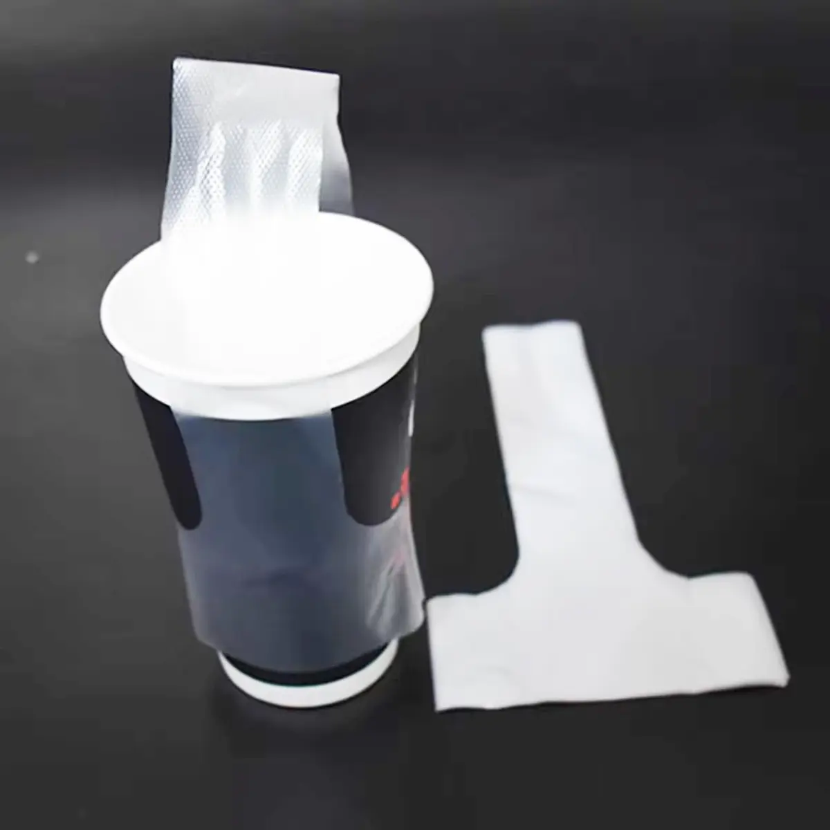 UtySty T-Type Drink Carrier Bags with Handle, 200 Pack, 12x23 cm (4.72x8.27 in) | Disposable PE Bags for Coffee, Milk Tea, Juice - view 5