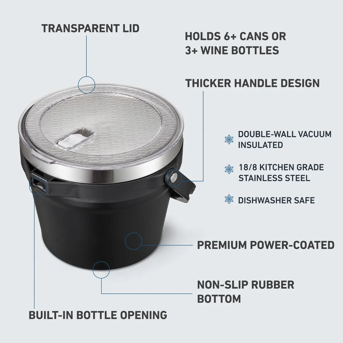 COKTIK 7L Insulated Ice Bucket with Lid | Double Wall Vacuum Stainless Steel Keeps Drinks Cold 24H - view 2