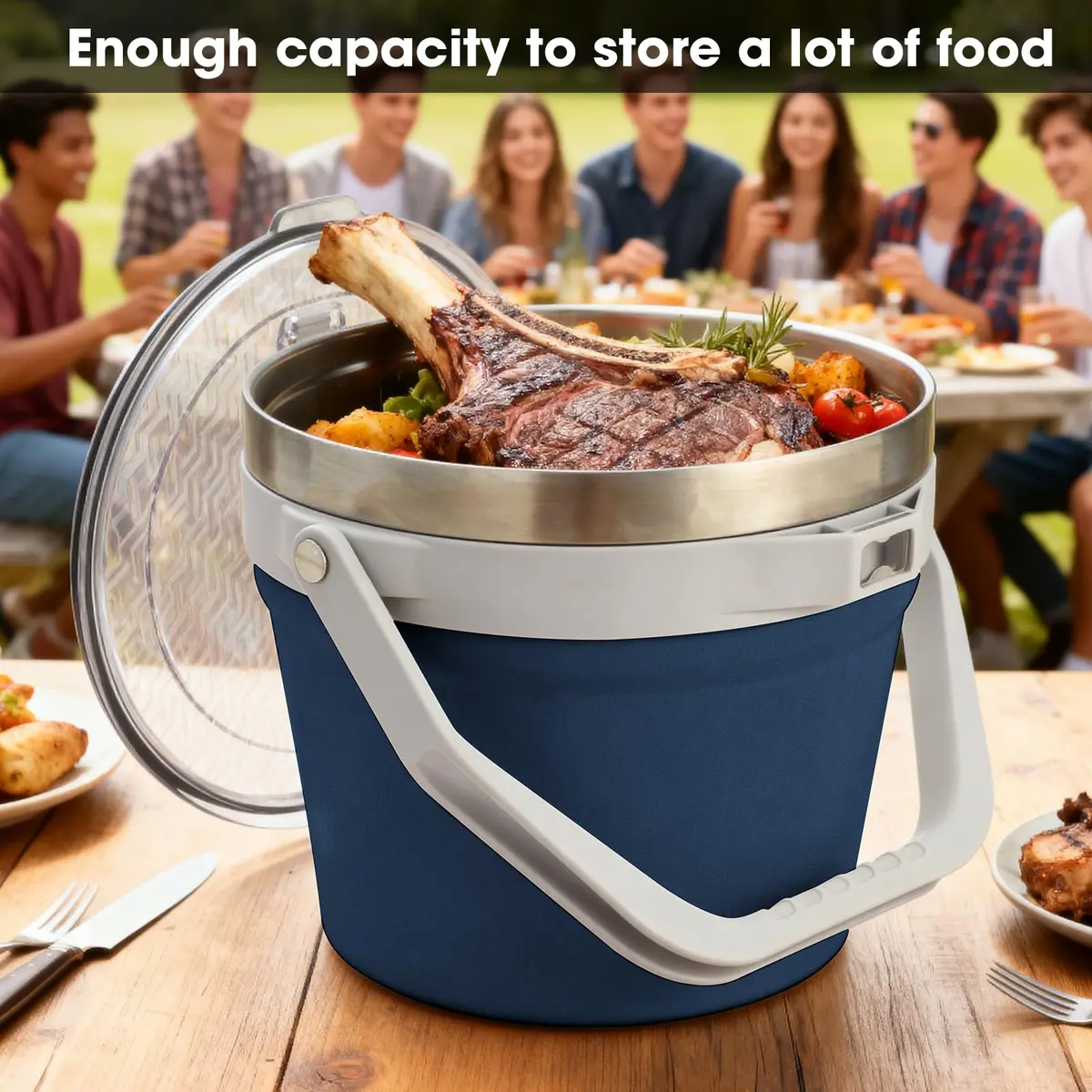 COKTIK 7L Vacuum Insulated Ice Bucket with Lid and Scoop & Tongs | Large Capacity Stainless Steel Beverage Bucket for Parties - view 5