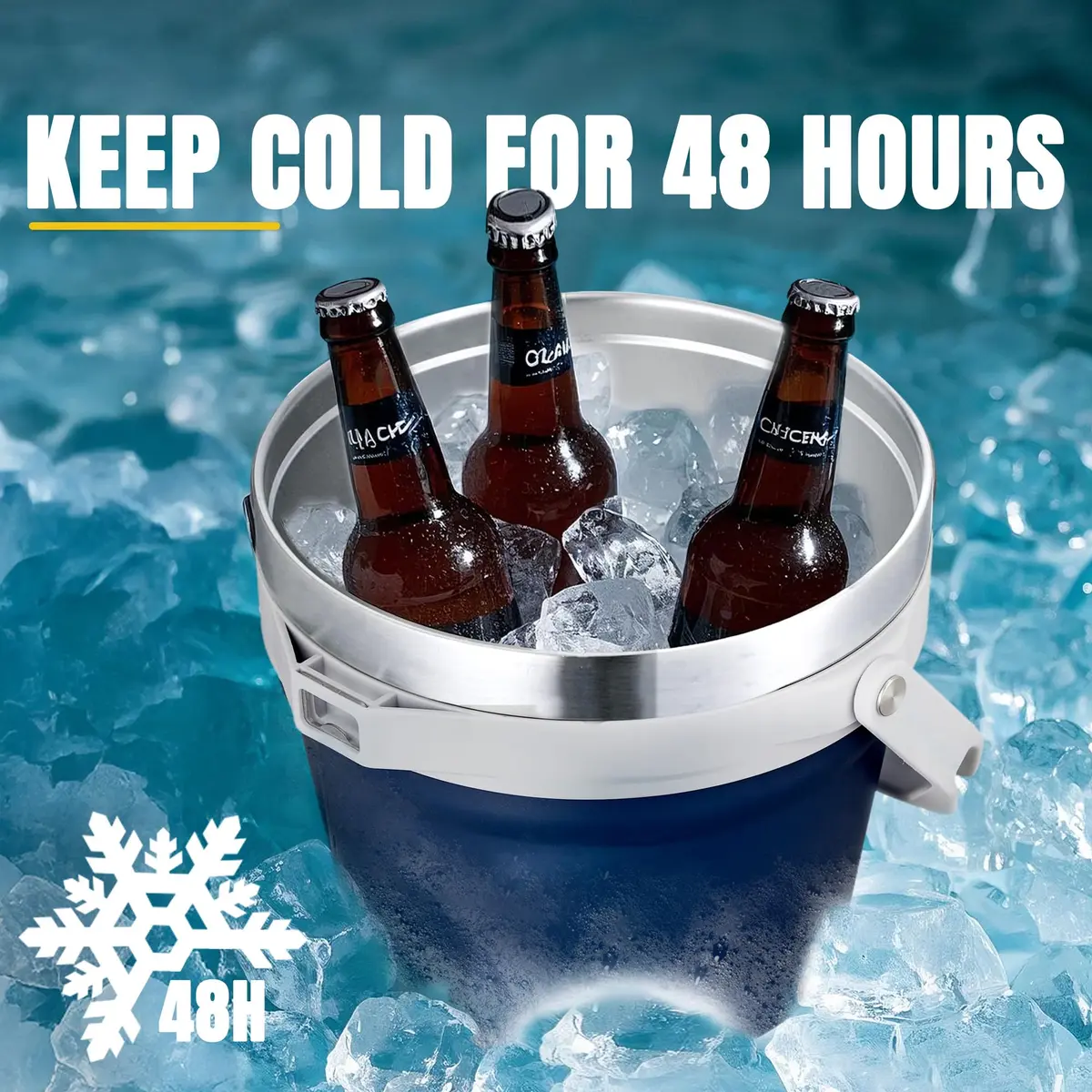 COKTIK 7L Vacuum Insulated Ice Bucket with Lid and Scoop & Tongs | Large Capacity Stainless Steel Beverage Bucket for Parties - view 7