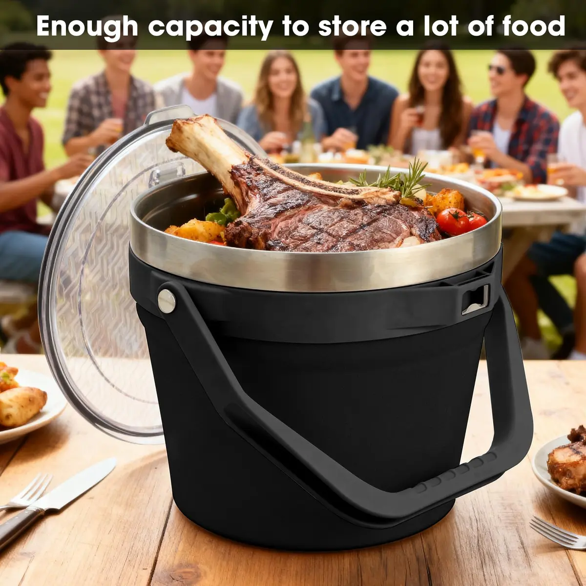 COKTIK 7L Vacuum Insulated Ice Bucket with Lid & Tongs | Large Capacity Stainless Steel Beverage Bucket for Parties - view 5
