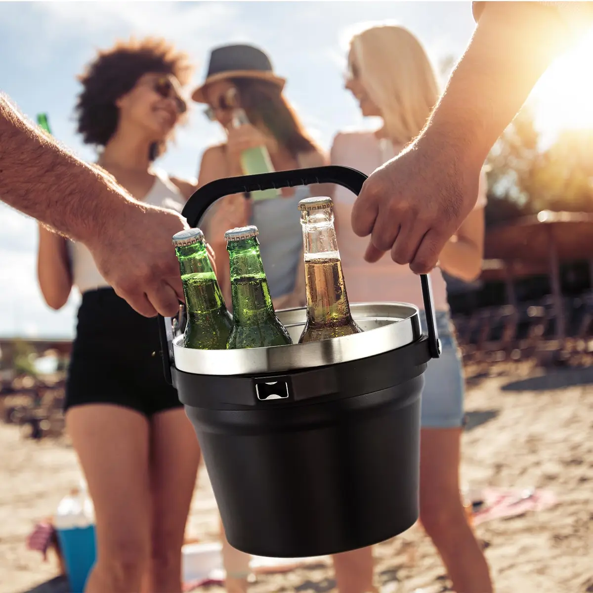 COKTIK 7L Vacuum Insulated Ice Bucket with Lid & Tongs | Large Capacity Stainless Steel Beverage Bucket for Parties - view 9