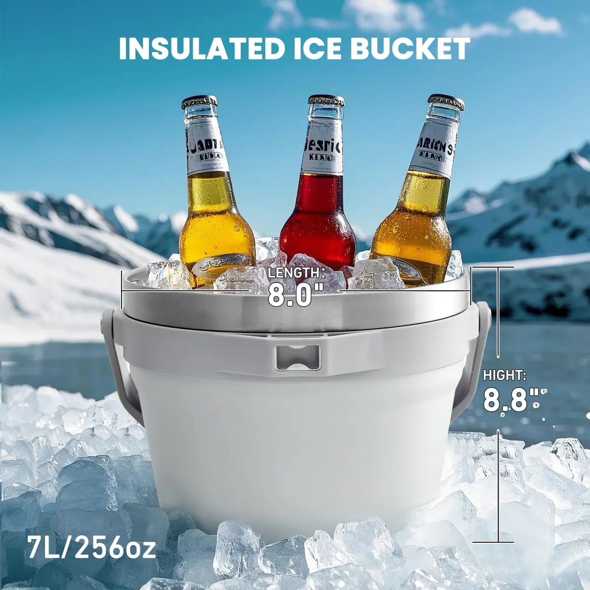 COKTIK 7L Vacuum Insulated Ice Bucket with Lid & Tongs | Large Capacity Stainless Steel Beverage Bucket for Parties - view 2