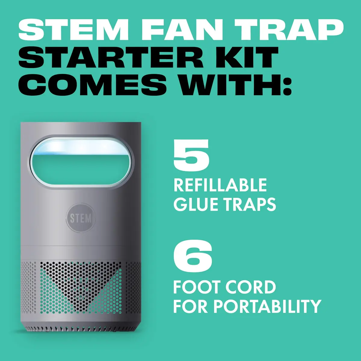 STEM Flying Insect Indoor Fan Trap, UV Light, 1 Device + 5 Glue Traps | Quiet, Portable Pest Control - view 7