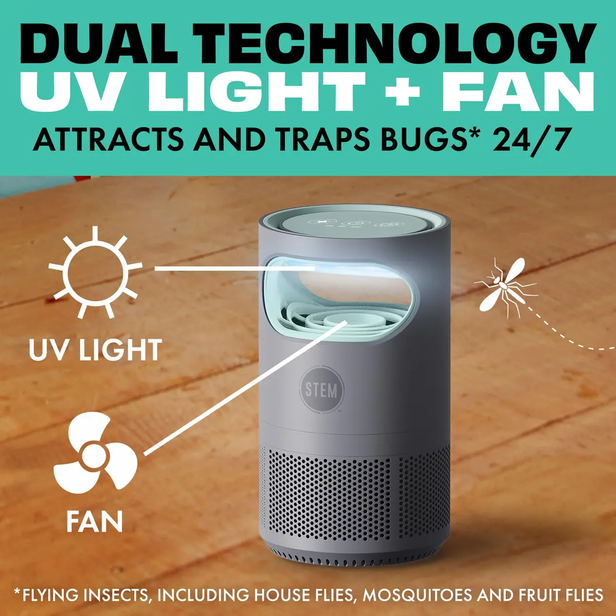STEM Flying Insect Indoor Fan Trap, UV Light, 1 Device + 5 Glue Traps | Quiet, Portable Pest Control - view 2