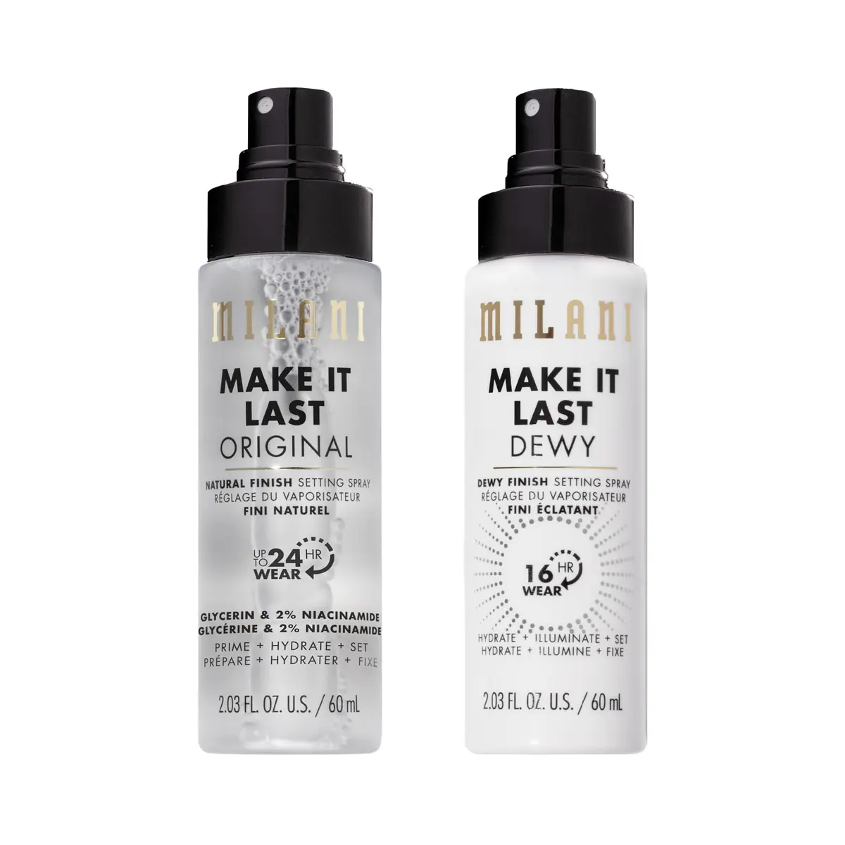 Milani Make It Last Setting Spray Duo 2-Pack | Natural & Dewy Finish, 2 x 2.03 Fl Oz - main product image